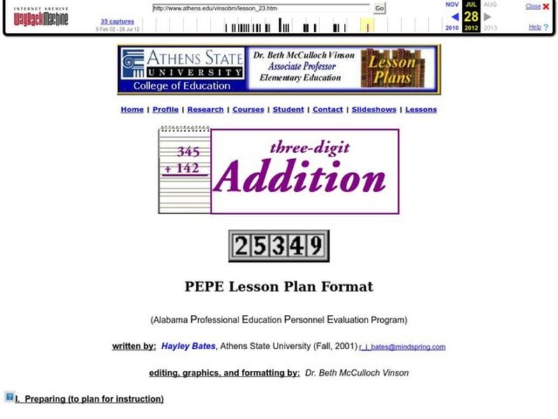 Three-Digit Addition Lesson Plan