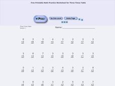 Three Times Table Worksheet