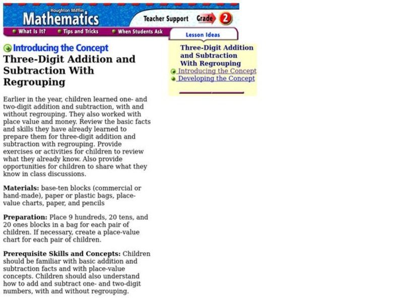 Three-Digit Addition and Subtraction With Regrouping Lesson Plan