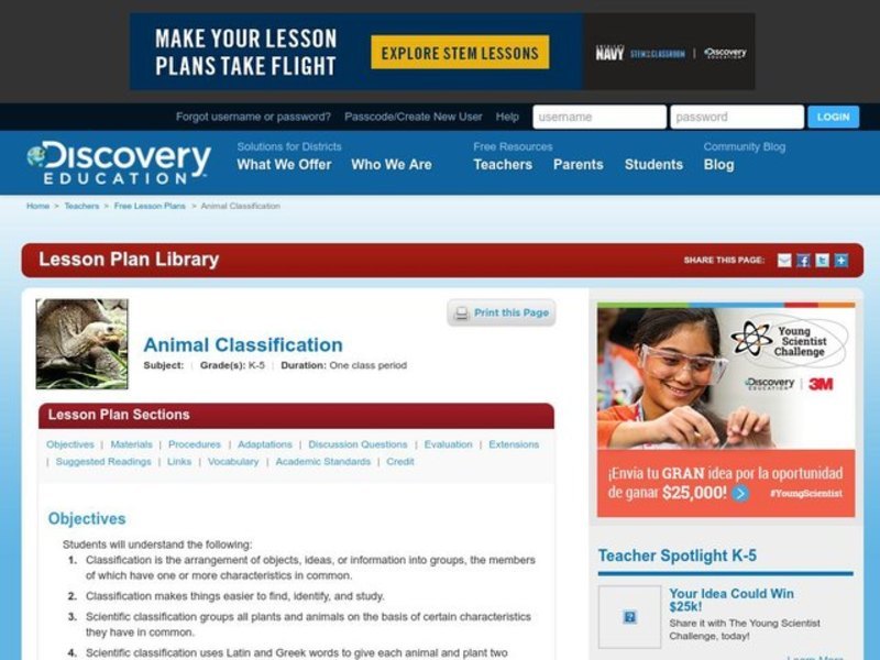 Animal Classification Lesson Plan