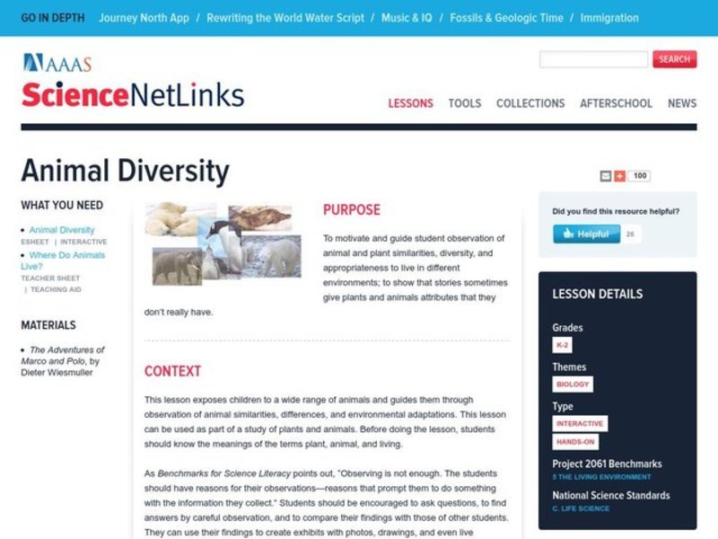 Animal Diversity Lesson Plan