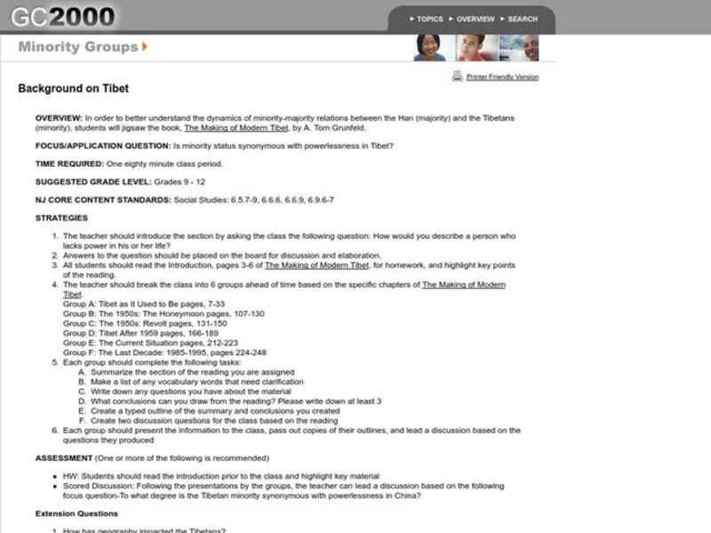 Tibet Lesson Plan