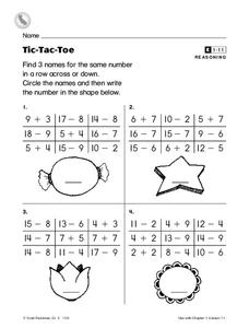 Tic-Tac-Toe Worksheet