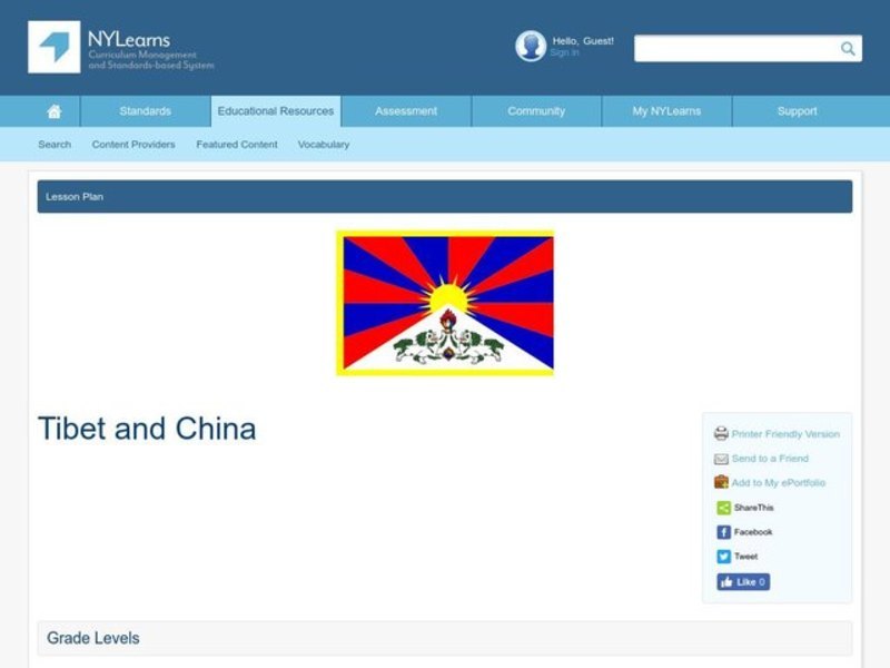 Tibet and China Lesson Plan