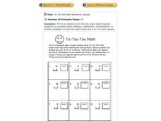 Tic-Tac-Toe Math Worksheet