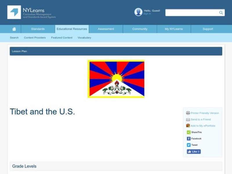Tibet and the U.S. Lesson Plan