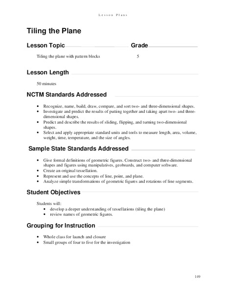 Tiling the Plane Lesson Plan