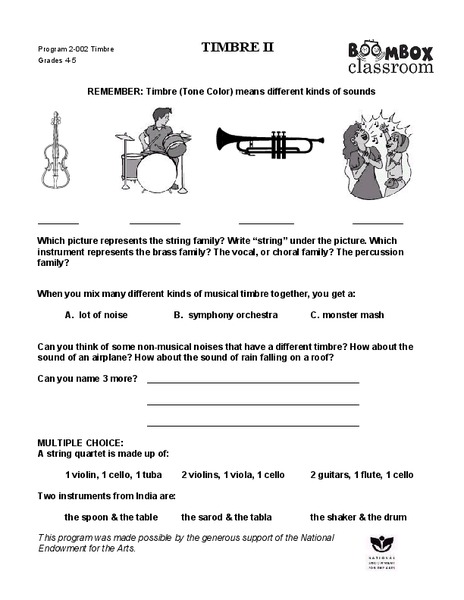 Timbre II Worksheet