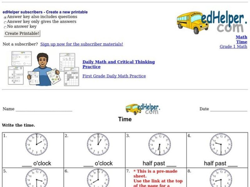 Time Worksheet