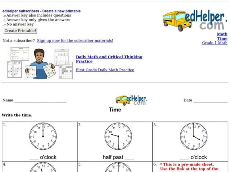 Time Worksheet