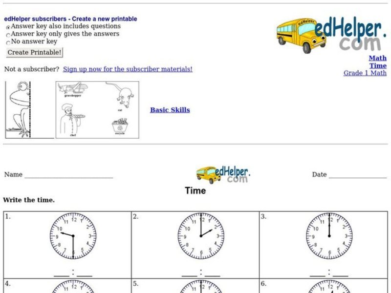 Time Worksheet