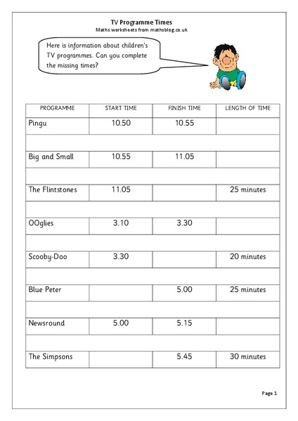 Time Activity Worksheet