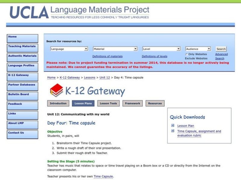 Time Capsule Lesson Plan