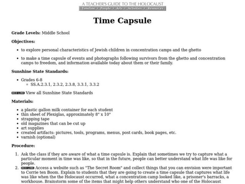 Time Capsule Lesson Plan