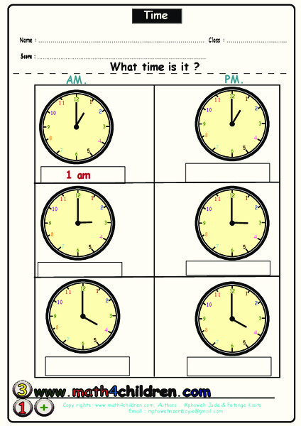 Time Activity Worksheet