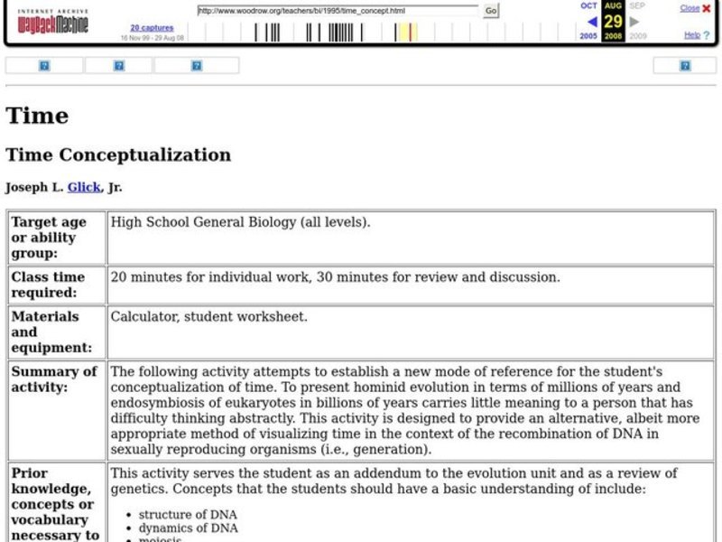 Time Conceptualization Lesson Plan