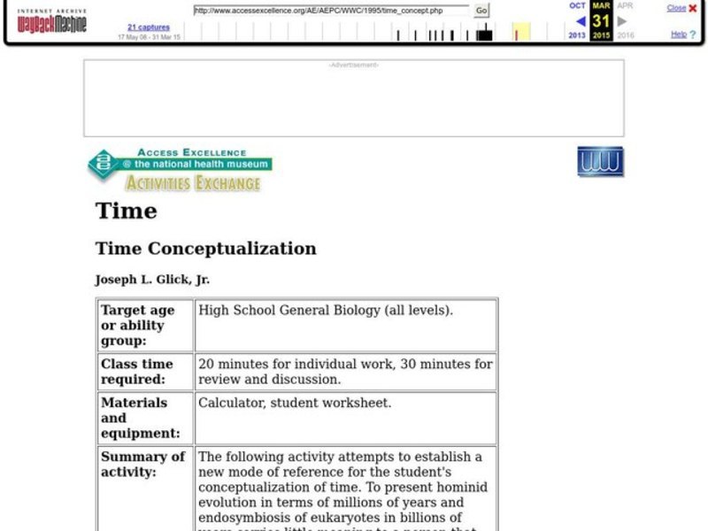 Time Conceptualization Lesson Plan