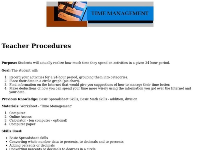 Time Management Lesson Plan