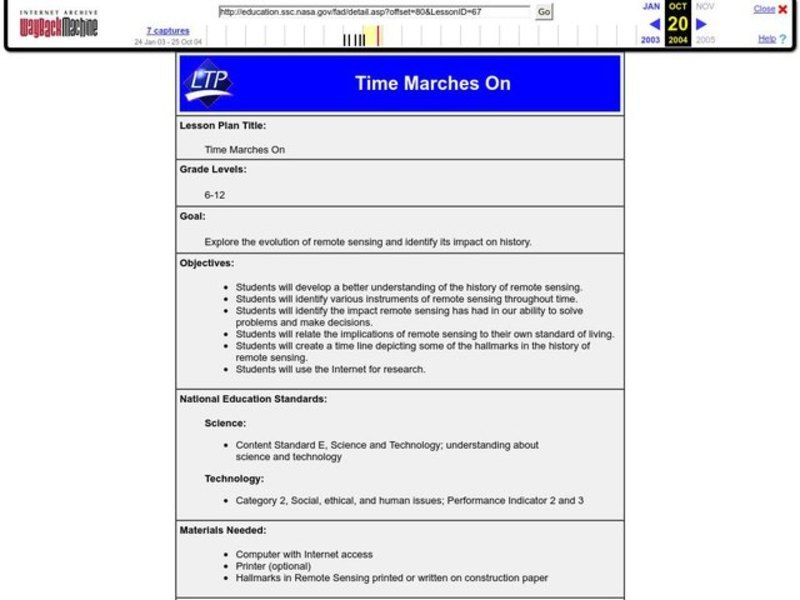 Time Marches On Lesson Plan