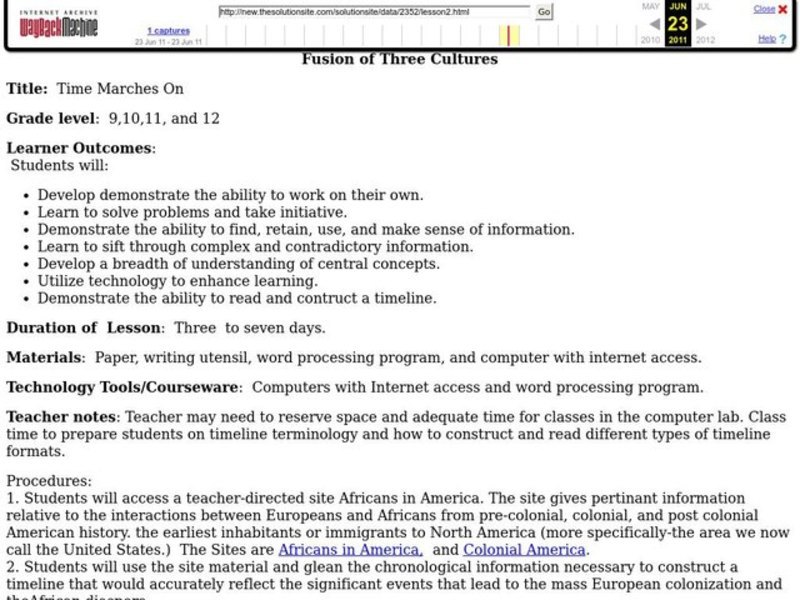 Time Marches On Lesson Plan