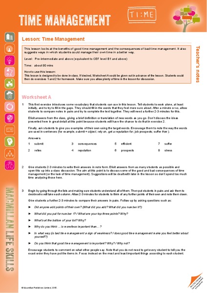 Time Management Lesson Plan