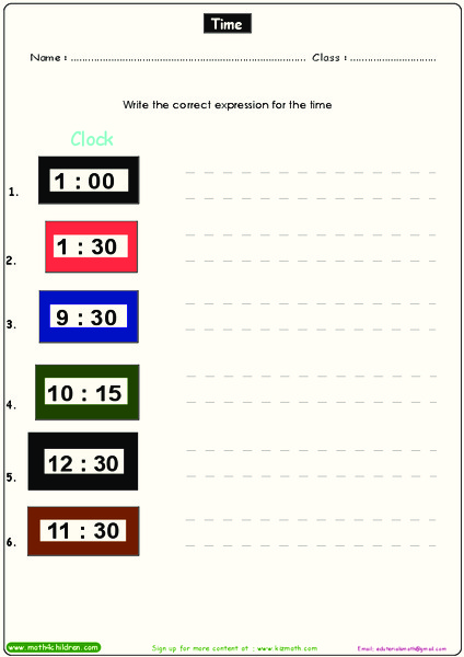 Time Expressions Worksheet