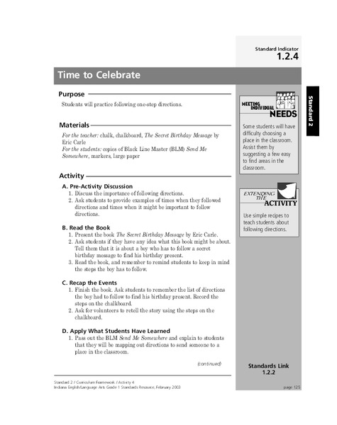 Time To Celebrate Lesson Plan