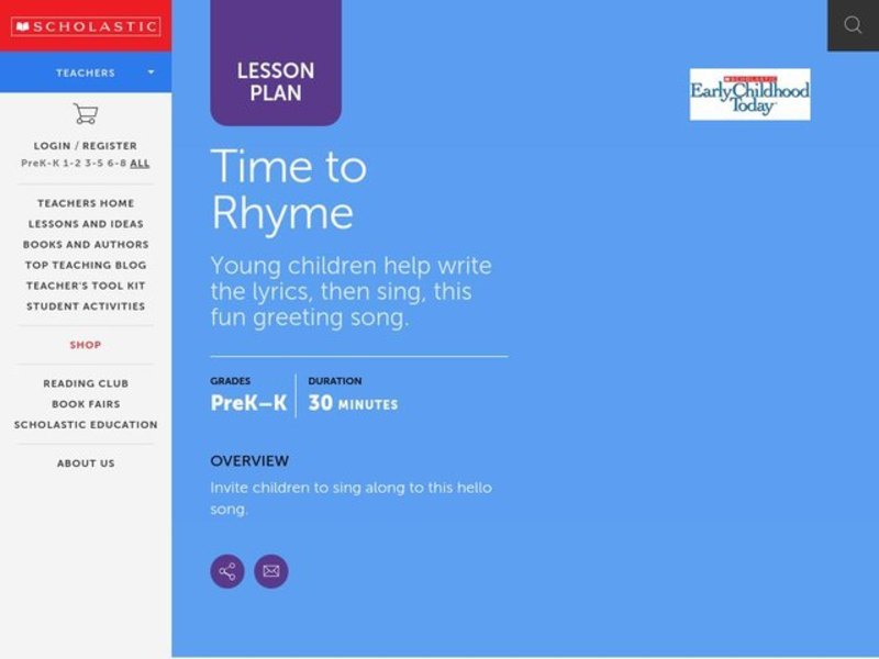 Time to Rhyme Lesson Plan