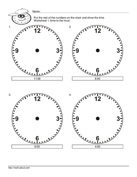 Time to the Hour Worksheet