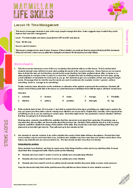 Time Management Lesson Plan