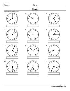 Time to the Minute Worksheet