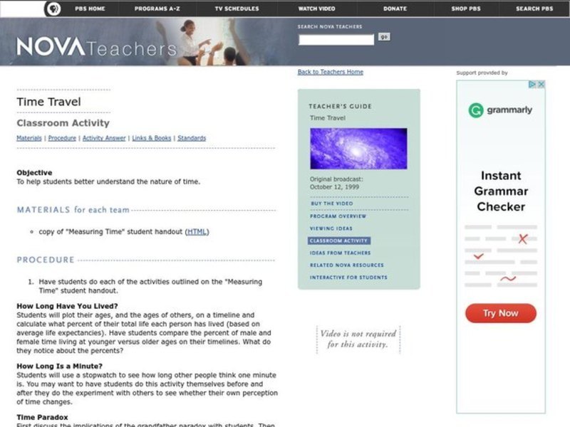 Time Travel Lesson Plan