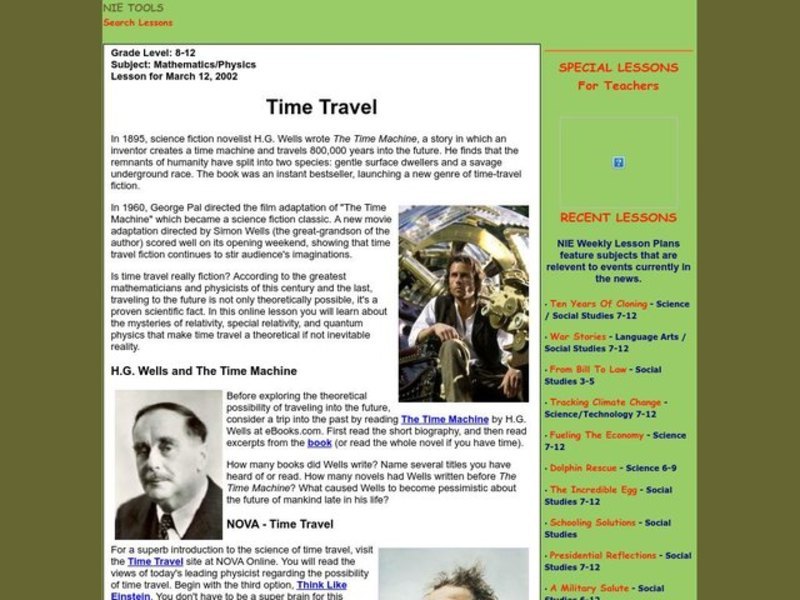 Time Travel Lesson Plan