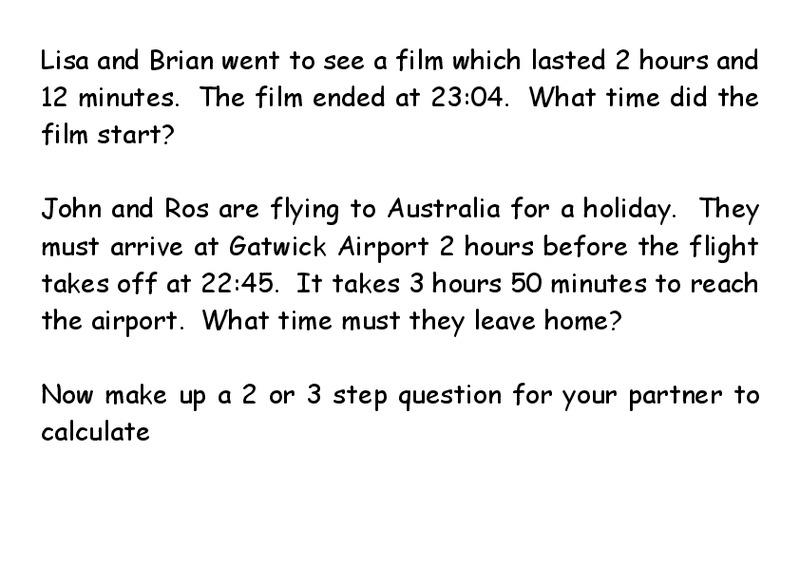 Time Word Problems Worksheet