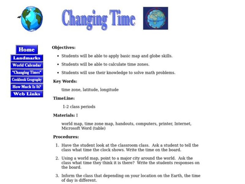 Time Zones Lesson Plan