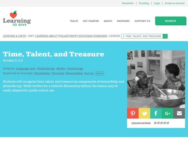 Time, Talent, and Treasure Lesson Plan