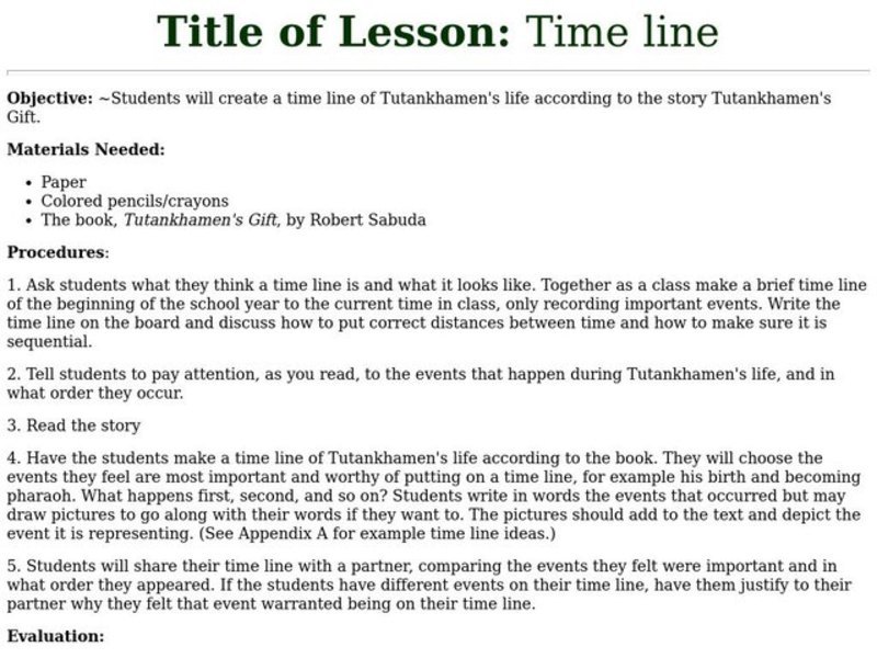 Timelines Lesson Plan