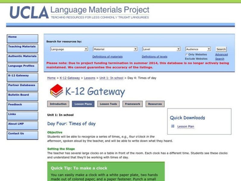 Times of Day Lesson Plan