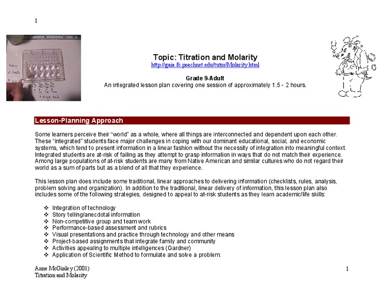 Titration and Molarity Lesson Plan