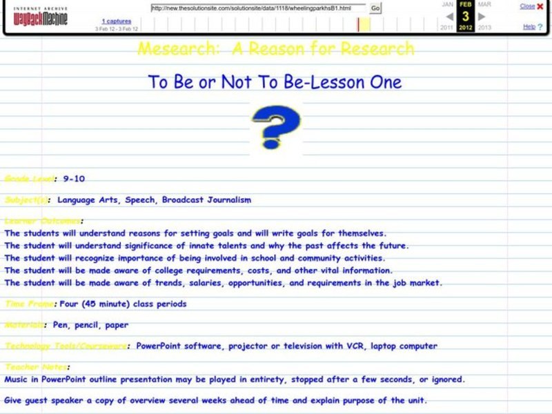 To Be or Not to Be Lesson Plan
