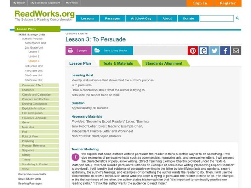 To Persuade Lesson Plan