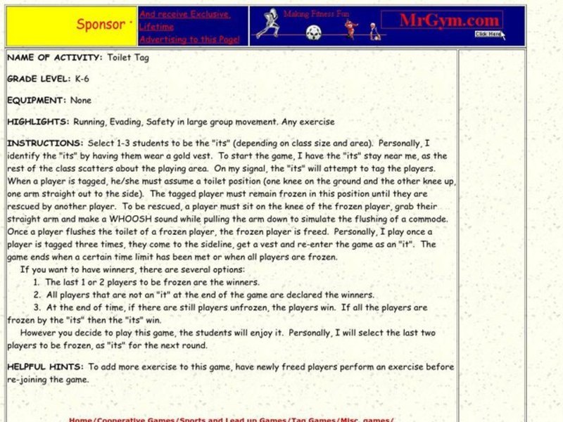 Toilet Tag Lesson Plan