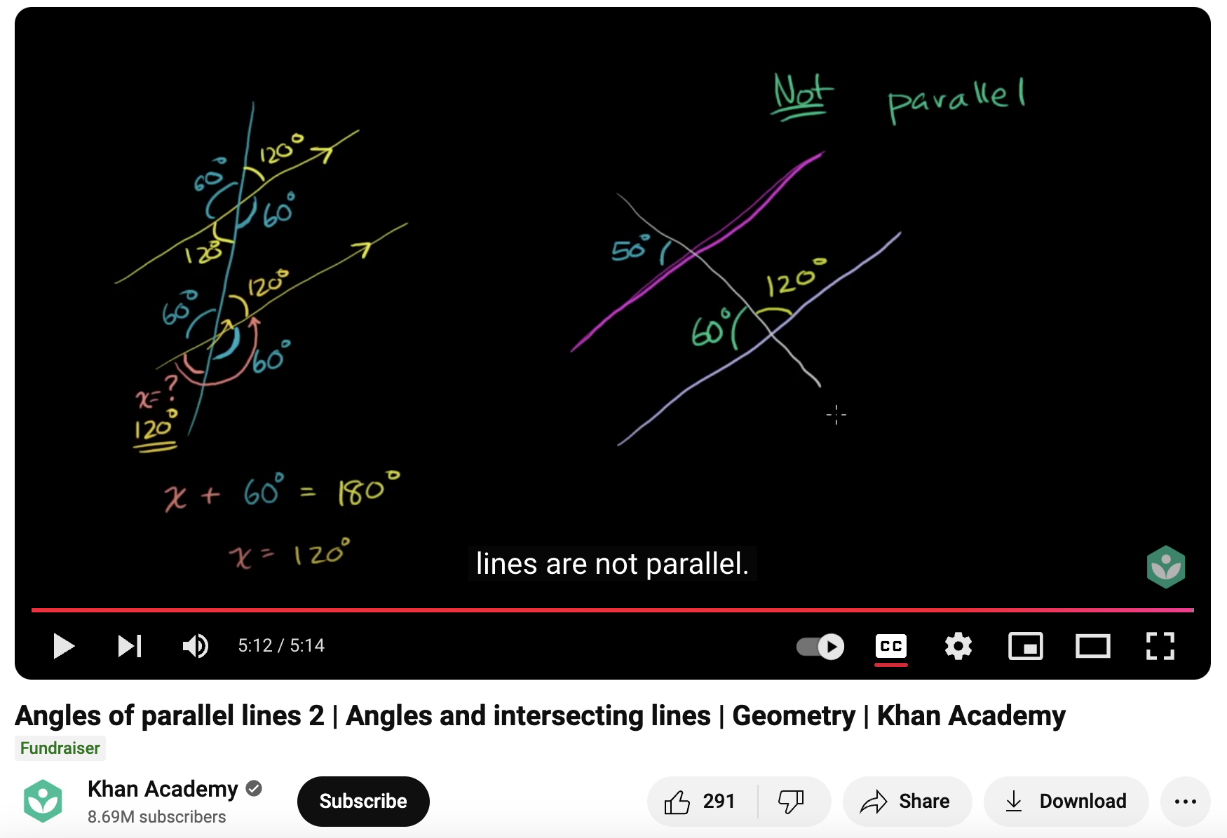 Angles of Parallel Lines 2, Angles and Intersecting Lines, Geometry Instructional Video