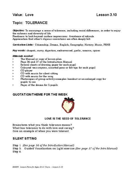 Tolerance Lesson Plan