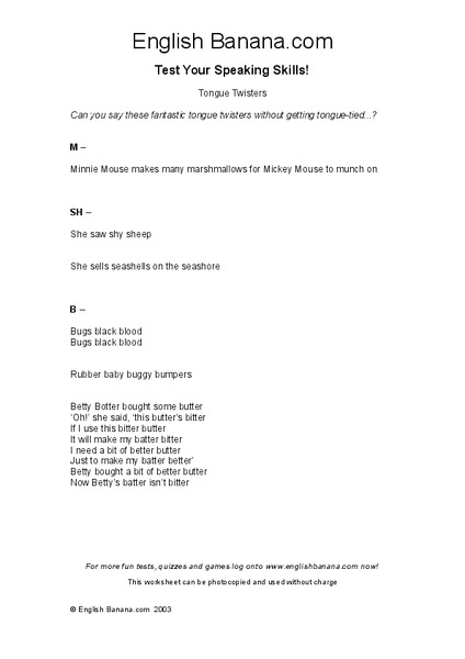 Tongue Twisters Organizer