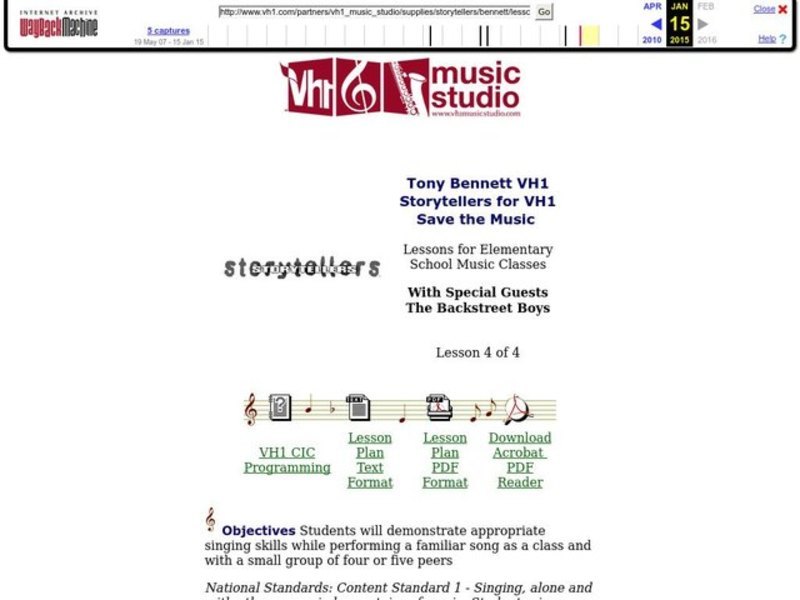 Tony Bennett VH1 Storytellers for VH1 Save the Music Lesson Plan