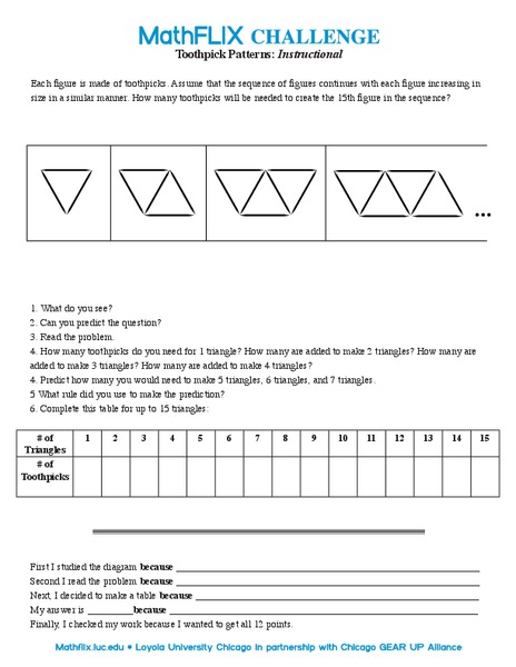 Toothpick Patterns Worksheet