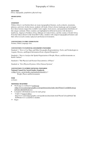 Topography of Africa Lesson Plan