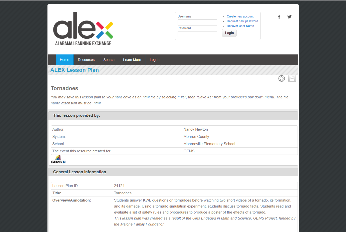 Tornadoes Lesson Plan