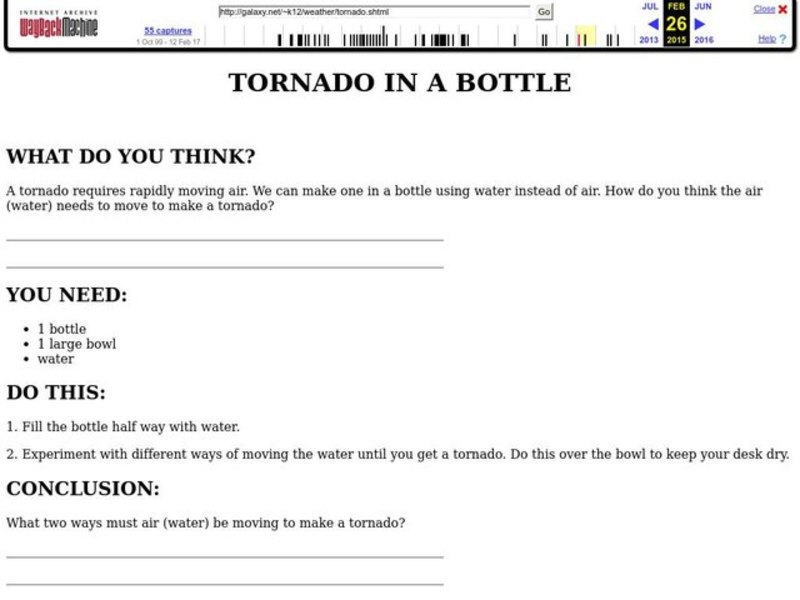 Tornado in a Bottle Worksheet